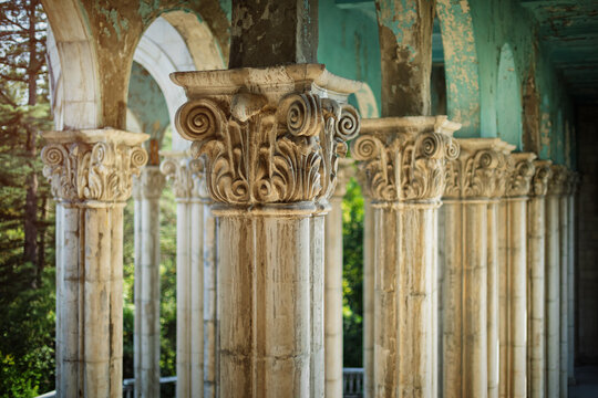 Abandoned sanatorium with classical architecture in Tskaltubo, Georgia