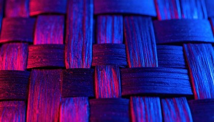 Close Up Woven Wooden Pattern With Neon Colors