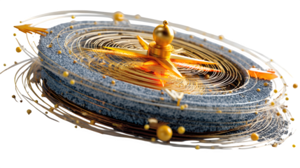 A glowing 3D compass icon with spinning motion lines, symbolizing adventure and direction, isolated on white --ar 16:9 --v 7.0 --s 750