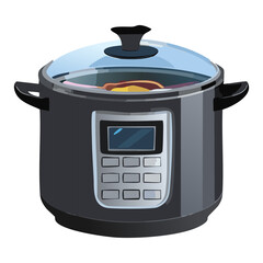 pen black electric multi cooker with glass lid - vector ilustration