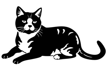 Obraz premium Minimalist Vector Illustration of a Cute Gray Cat in a Playful Pose for Creative Projects