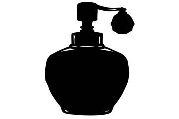 Obraz premium Silhouette of a Perfume Bottle in Black Against a White Background for Elegant Design Use