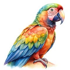 Fototapeta premium Water color bird parrot on white background