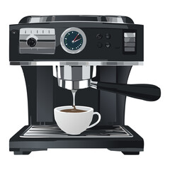 coffee maker machine serving a cup of coffee - vector illustration