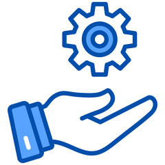 Obraz premium Management blue color icon. Simple vector icon design in blue color style. Editable vector format