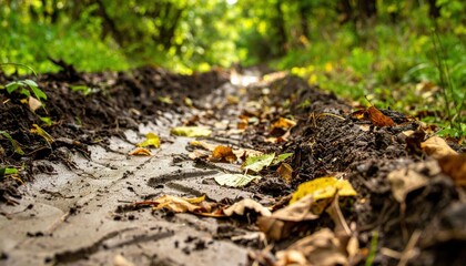 Autumnal Dirt Path Through Forest