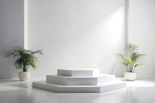 Layered White Discs In Podium Form