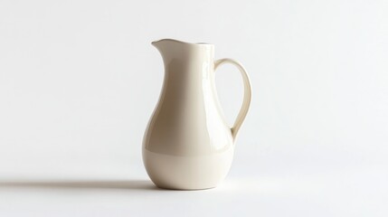 Creamy ceramic pitcher stands elegantly
