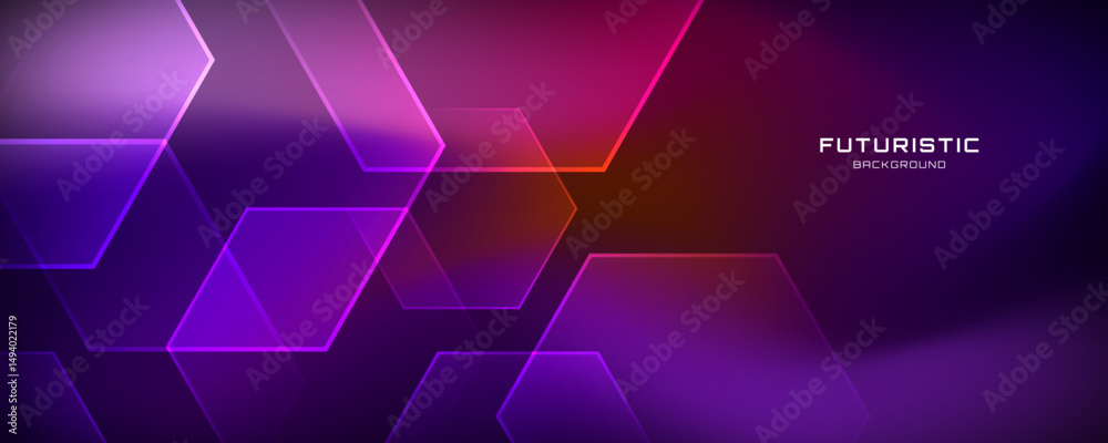Poster 3d colorful abstract background overlap layer on dark space with hexagons shape effect decoration. m