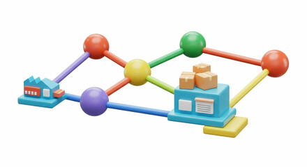 Interconnected distribution network with warehouse and factory