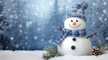 Obraz premium Warm Winter Smile Wallpaper: Snowman and Winter Fairy Tale