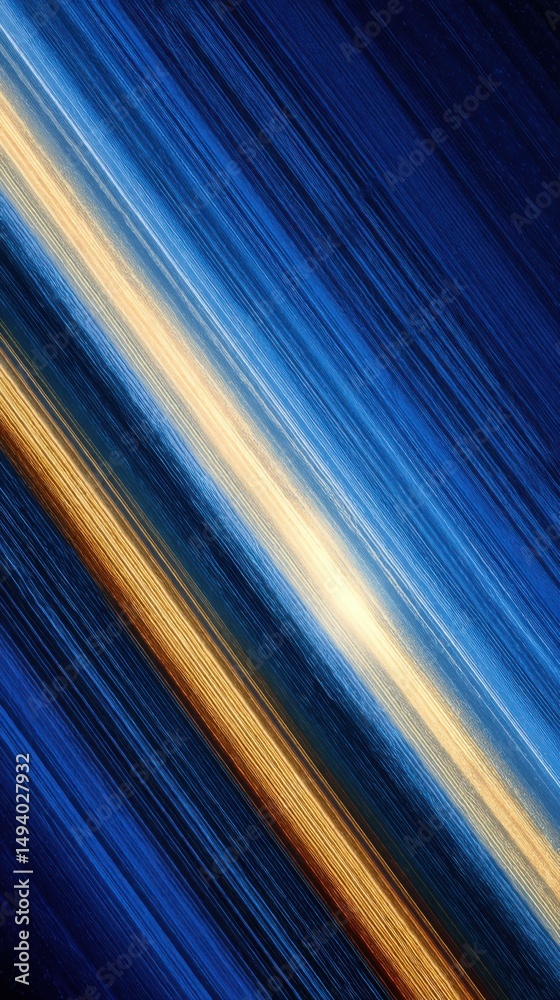 Poster Abstract diagonal lines in blue and gold colors creating a dynamic pattern modern art style graphic design element