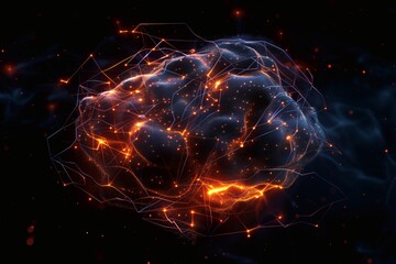 Abstract representation of a neural network with glowing connections, symbolizing advanced technology, artificial intelligence, and innovation.