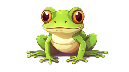 Obraz premium Green Frog Logo Vector Illustration Clipart - Elegant Amphibian Icon Design
