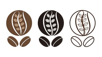 Elegant Pictograms of Coffee Beans in Various Color Styles