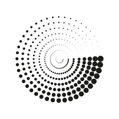 Halftone dot circle. Radial vector shape. Abstract gradient design. Optical illusion symbol.