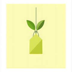 Detailed Green Tea Bag Icon Flat Vector Illustration for Packaging and Branding Designs