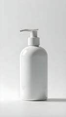 Sleek white pump bottle on a clean background showcasing minimalist design for skincare products