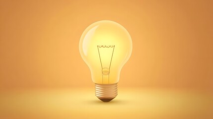 Glowing Light Bulb Idea Concept on Yellow Background