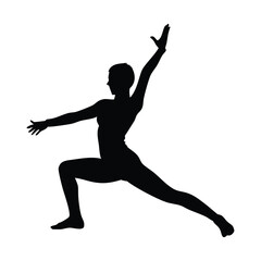Obraz premium Dynamic Yoga or Dance Pose Silhouette of Person in Minimalist Black and White High Contrast Style