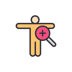 Human Body Scan Concept With Magnifying Glass And Plus Symbol