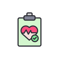 Healthy Heart Clipboard With Checkmark For Medical Report Design