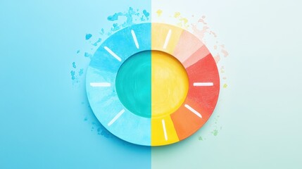 Fototapeta premium Profit margin comparison diagram flat design top view theme business intelligence water color Complementary Color Scheme.