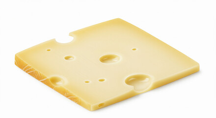 Slice of prato cheese, isolated on white. Ideal for dairy, sandwich or snack visuals.