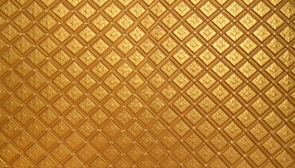 an intricate pattern of gold tiles against a neutral backdrop.