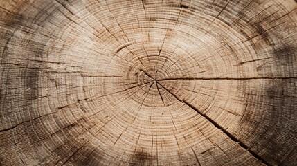 Fototapeta premium Detailed Close-Up of a Tree Stump Showing Growth Rings in Natural Light at Eye-Level in a Forest Environment