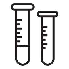 Black and white line art illustration of two laboratory test tubes with measurement marks, commonly used in scientific and medical experiments.