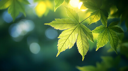 Fresh, vibrant leaves bathed in sunlight.
