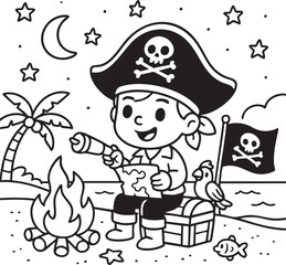 Pirate Ship Adventure Coloring Page for Kids