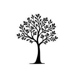 Obraz premium Stylized arboreal silhouette illustrating springtime foliage vitality on white