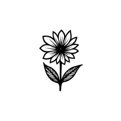 Simple Line Art Illustration: Minimalist Black and White Flower Graphic Design