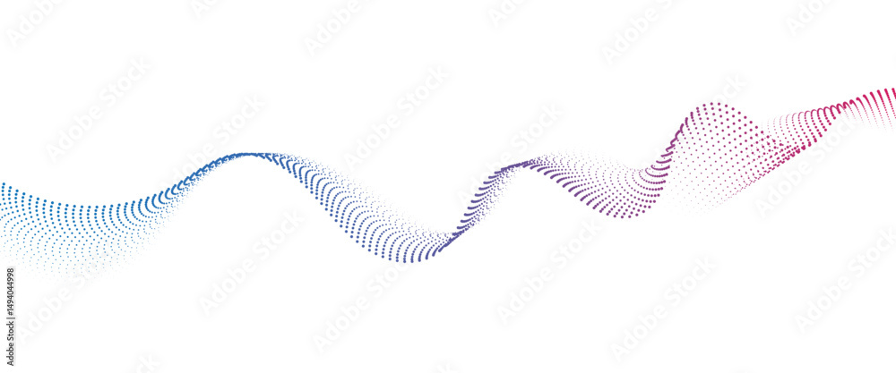Leinwandbilder flowing dot wave halftone gradient pattern on transparent background