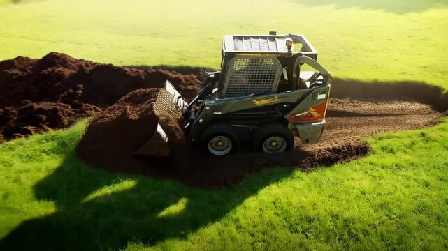 Skid Steer Equipment Masterfully Excavating Challenging Terrain.