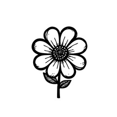 Minimalistic floral design featuring outlined petals and decorative center pattern