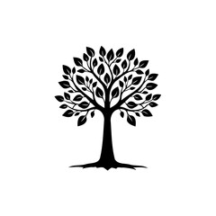 Obraz premium Symmetrical leafy tree illustration symbolizing growth and organic connections