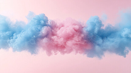 Fototapeta premium Baby Shower Minimal Powder Burst Banner: Pastel Pink & Blue on clean Background