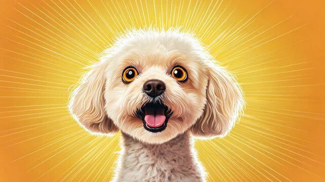 Cheerful dog with a radiant background and joyful expression.