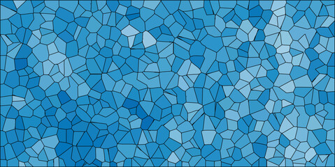 Abstract mosaic pattern with varied shades of blue forming a repeating geometric design suitable for decorative backgrounds and graphic designs.