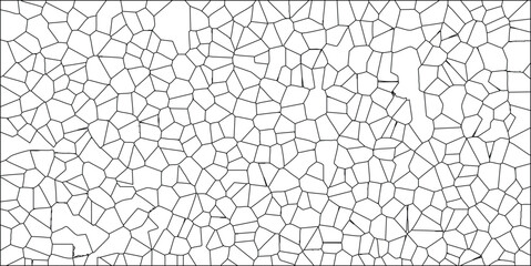 Abstract voronoi diagram pattern in black lines on white background suitable for design elements graphic backgrounds and technological concepts