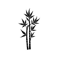 Elegant bamboo plant illustration, stylized botanical design on white canvas