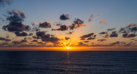 Majestic Sunset Over the Pacific Ocean With Vibrant Colors and Clouds