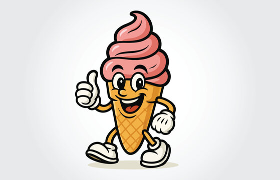 Cute Ice Cream Mascot Cartoon Character Template
