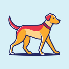 Stylized cartoon dog trotting confidently with vibrant colors and clean lines