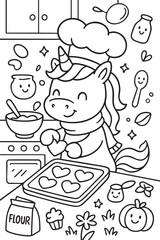 Whimsical Unicorn Scene for Children’s Coloring Book