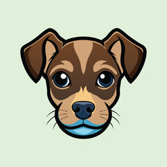 Cartoon Dog Face Illustration with Big Eyes and Brown Coloring