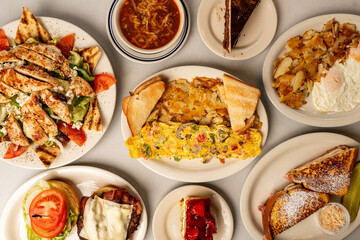 Brunch food flat lay